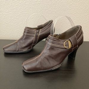 Aerosoles Brown Low Top Zip Up Ankle Boots Booties Size 7